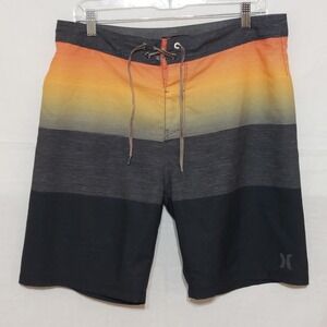 Hurley Board Shorts Size 32 Striped‎ Colorblock Swim Trunks Beach Surf Vacation